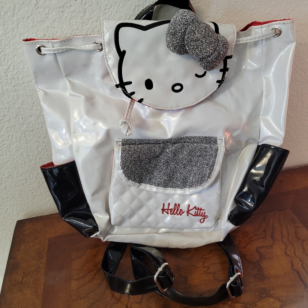 Hello Kitty Loungefly Drawstring Backpack White Silver